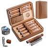 Puffaland Cigar Humidor Box Travel Brown Leather Men Cedar Wood