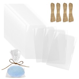 Nirvany 200Pcs Soap Bags for Soap Bars Packaging with Cellophane and Hemp Rope, Clear Soap Packaging for DIY Soap Craft Gift Packaging and Party Favors (5.1"x 7.8")