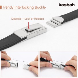 KASBAH Women's Skinny Leather Belt For Dresses Jeans Adjustable Thin Waist Belt With Alloy Interlocking Buckle