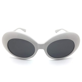 Grunge Round Sunglasses, Oval Large, Big Frame, white