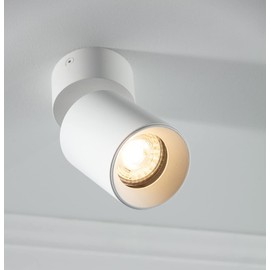 CGC Lighting Ceiling Downlight Spot Down Light Round Cylinder Spotlight Surface Mount Adjustable Head (White, Small)