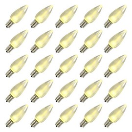 Vickerman 648001-0.96 watt 130 Volt C9 Intermediate Screw (E17) Warm White LED Light Bulb (25 Pack) Christmas Light Bulbs (XLEDSC91-25)
