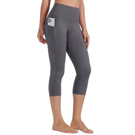 Willit Women's Yoga Capri Leggings Pants with Pockets High Waisted Exercise Casual Workout Gray XXL