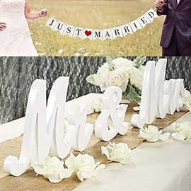 VIOPVERY - Letrero de señor y señora para mesa de boda, letrero grande de señor y señora, letras de madera, letrero de señor y señorita con pancarta recién casada, decoración de boda para aniversario