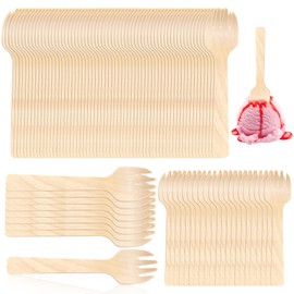 butterfunny 200 Pack 4" Mini Wooden Spork Disposable Spork Biodegradable Birchwood Fork Spoon for Camping, Party, Wedding and Family Gatherings