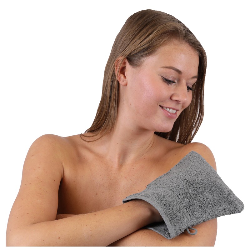 Wash Mitt "Premium" anthracite, 17 x 22 cm, quality 470g/m²