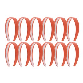 Motique Accessories Orange 1 Inch Wide Leather Like Headband Solid Hair band for Women and Girls - Set of 12