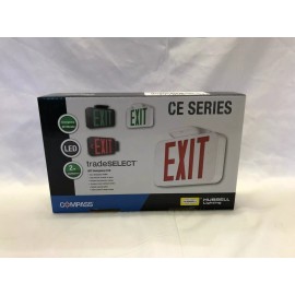 Hubbell Compass 1.5-Watt Integrated LED White/Green Exit Sign, AC Only