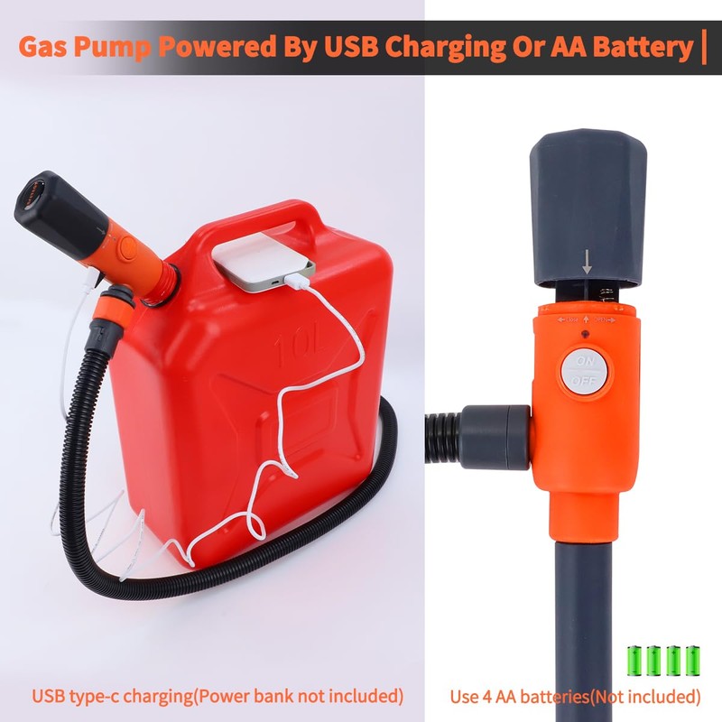 Siphon Pump for Gasoline, Fuel Transfer Pump Powered By USB