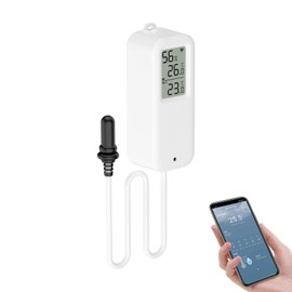 eMylo WiFi Thermometer, Smart Fridge Thermometer App Monitor, Data Export ℉/℃, Hygrometer WiFi Thermometer Indoor Outdoor for Greenhouse, Aquarium, Fridge, 1 Piece with Screen