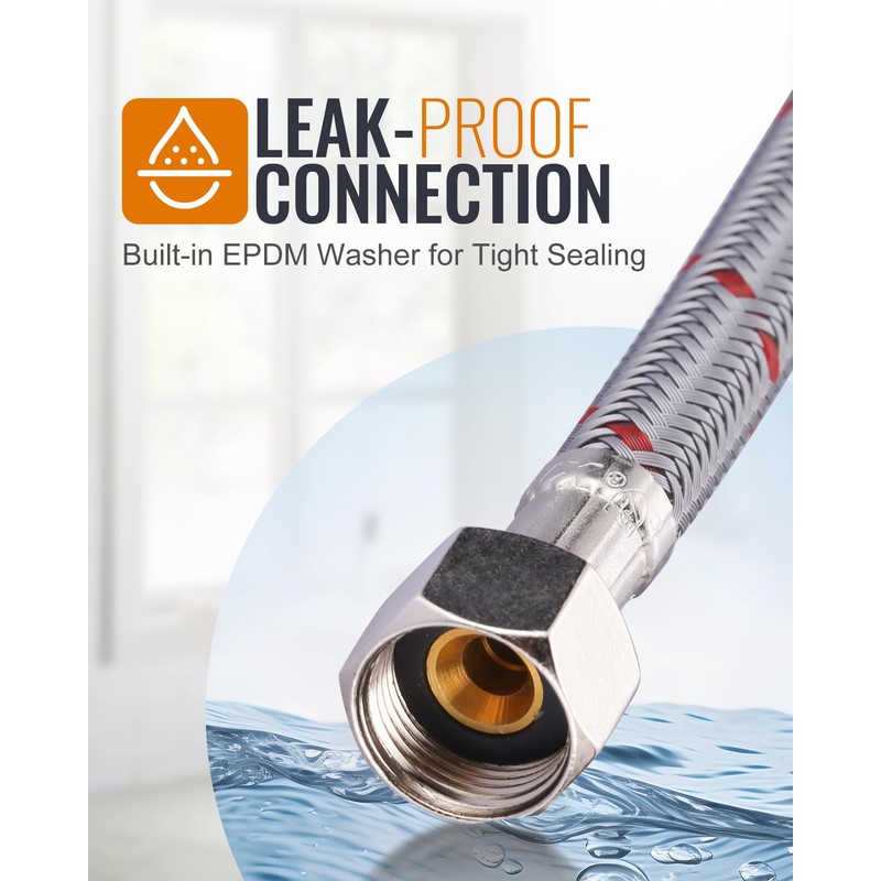 Faucet Supply Lines: WOWOW 40" Bathroom Sink Faucet Hose, Braided