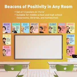 S&O Authors Literature Posters for English Classroom Decor - Inspire with English flyers for High and middle classrooms - literature motivated billboard for Library Decor, Reading Corner - 12 PCS