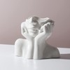 White Ceramic Face Vase - Flower Vase Desk Decor Female