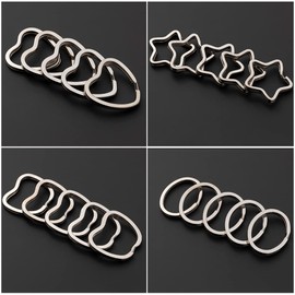 GOIYZTTR Key Rings, 20 Pieces Iron Split Key Ring Heart Apple Oval Star Shape Key Rings Set for Ambachtelijke Products