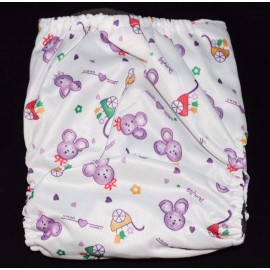 Happy Tushy One Size Charcoal Bamboo Cloth Diaper with pocket & Insert Fits 10-40lb - Yellow with color circles