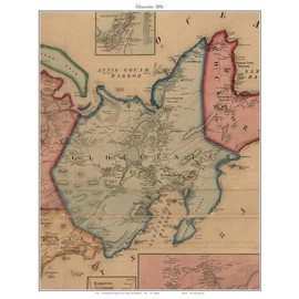 Gloucester Massachusetts 1856 Old Town Map with Homeowner Names - Reprint Essex County MA TM