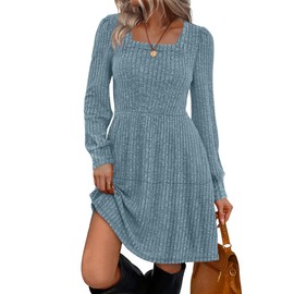 Sampeel Womens Dresses Church A Line Loose Fit Long Sleeve Dress 2025 XL Light Blue