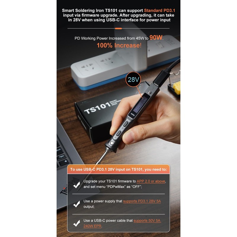 MINIWARE TS101 Soldering Iron Welding Machine BC2 Tips Portable Digit