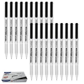 MERCURY Micro Fineliner Pens, BLACK, Ultra Fine Point (0.3mm), Pack of 10, Textured Grip, Precision Fine Lines, Ideal for Write Draw Sketch Colour Draft Mark