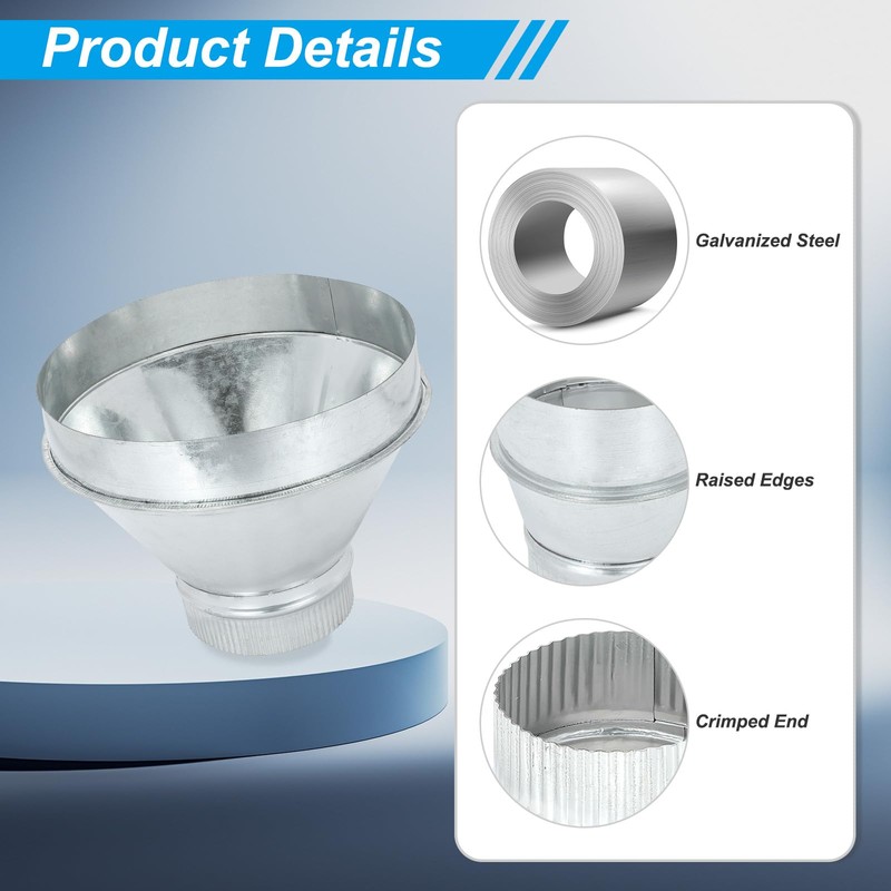 PATIKIL 10 Inch to 5 Inch Duct Reducer, Galvanized Steel