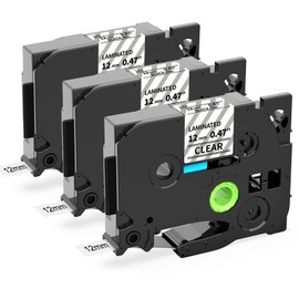 Oozmas Clear Label Tapes Compatible with Brother P touch TZe-131, Black on Transparent Tape Cassette 12 mm x 8 m, Transparent Label Tape Compatible with Brother P-touch H107B H105 D400 D410