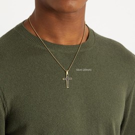 GAVU Religious CZ Paved Stainless Steel Gold Cross Necklace for Men 50cm
