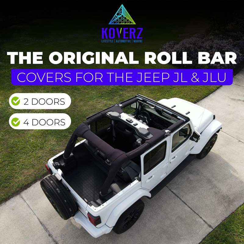 Koverz Neoprene Roll Bar Cover Padding Compatible with 2-Door Jeep