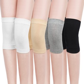 Geyoga 4 Pairs Knee Warmers for Women Men Breathable Leg Warmers Knee Brace Pad Leg Compression Sleeve for Cycling Running(White, Black, Nude Color, Gray,Medium)