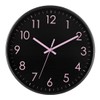 Epy Huts Modern Black Wall Clock with Pink Numbers –