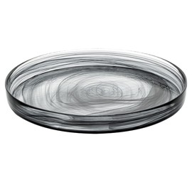 Restaurantware Vetri 11 x 11 x 1.2 Inch Glass Serving Dish 1 Durable Unique Serving Dish - Swirl Pattern Dishwashable Black Glass Alabaster Dinnerware For Hot Or Cold Foods