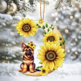 Wooden Animal Christmas Ornaments 2024, Charming Hanging Decorations, Single Layer Wooden Holiday Ornaments, German Shepherd