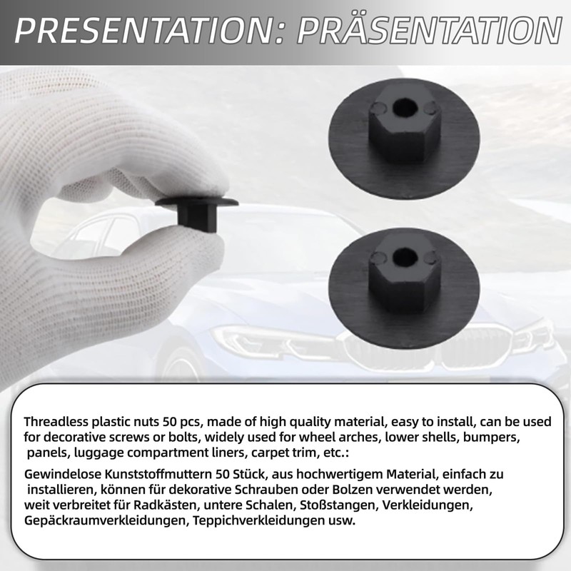 Wjelet 2019900050 Plastic Nut Without Thread Black Wing Nut M6