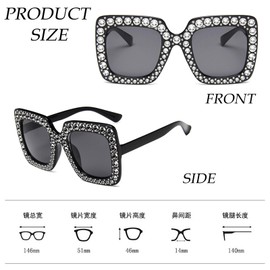 DXPETA 4 Pcs Star Glasses, Retro Rhinestone Sunglasses, Square Sunglasses, Fancy Dress Glasses, Star Glasses For Shopping Outings, Beach Games, Wedding Photo Shoots, Party Dress-Up
