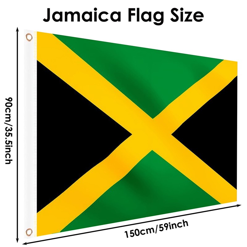 2PCS Jamaican Flag 5ft x 3ft, Large Jamaica Flags with