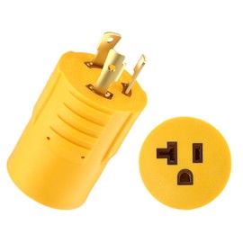 Kanayu Shore Power RV Generator Adapter Compatible with NEMA L5-30P to 5-15/5-20R Marine 30 Amp to 110V 15 Amp/120V 20 Amp Household Regular Inlet Connector, 30A 3 Prong Locking Generator Cord
