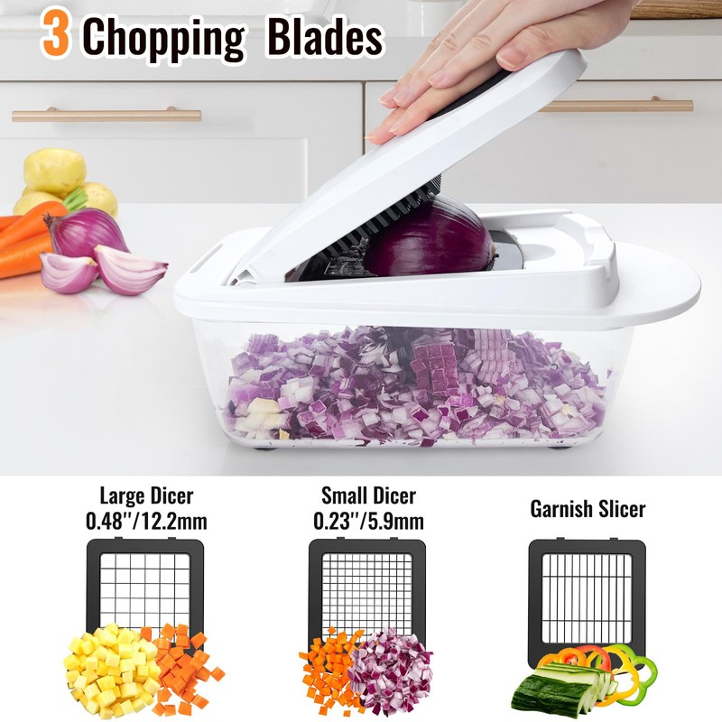 8 Blade All-in-1 Vegetable Chopper Mandoline Slicer with Container, Food