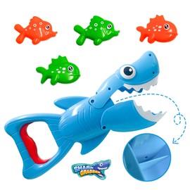 Juguetes de baño para niños pequeños de 1 a 3 años, agarrador de tiburones con acción de mordedura y 4 peces de juguete, divertidos juguetes de piscina y tina para niños de 3 a 8 años, juguetes de