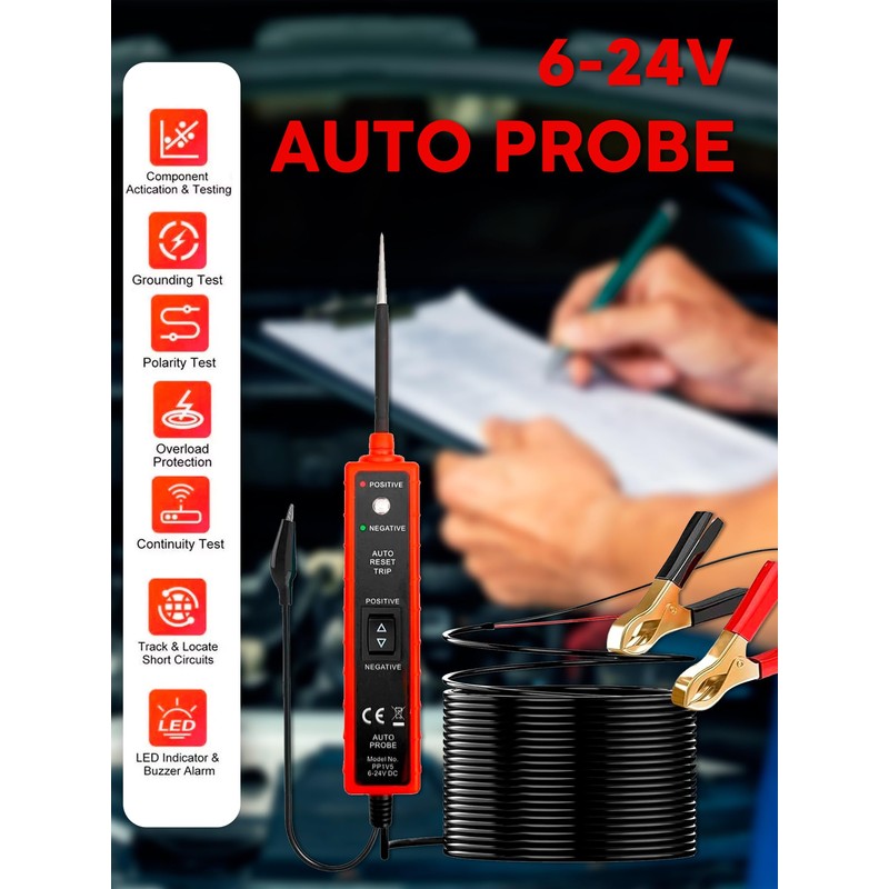 Chazcool Power Circuit Probe Tester, 6-24V DC Circuit Tester, Test