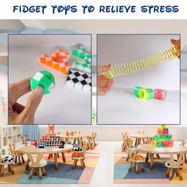 MUSUNFE 48 Pcs Party Bag Fillers for Kids, 24 Blocks Magic Snake Cube 24 Mini Springs Toy, Assorted Toys for Boys & Girls Birthday Party Gift Favours Game Prizes, Small Toys Classroom Rewards
