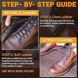 Professional Shine Brush. for Boots and Shoes Brush Buffer Dark Bristles, 8" - Pack of 2 (1 Light & 1 Dark)