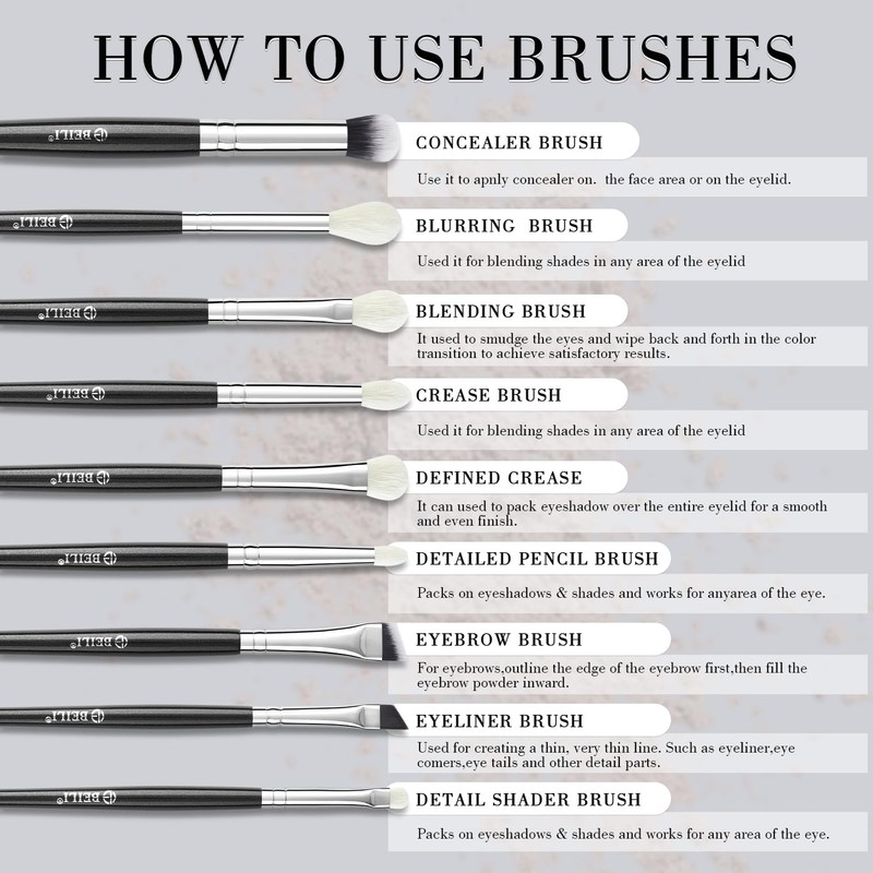 BEILI 9pcs Makeup Brush Set Professional Makeup Brushes Foundation Powder