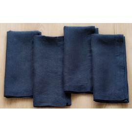 Linkslove Home Easter Linen Napkins-100% Pure Linen Cloth Napkins, Navy Blue Cloth Napkins Set of 4, 20X20 Inch, Soft and Luxury Dinner Napkins, Great Choice for Gift,Wrinkle Free