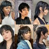 Msviki Black Short Mullet Pixie Cut Wigs Human Hair 80