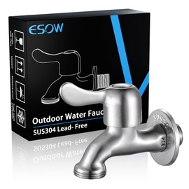 ESOW Outdoor Water Faucet SUS304 Lead- Free, Solid Irrigation Hose Bibb, 1/2 Inch MIP Connection x 3/4 Inch MHT Connection, Frost-Proof Outside Spigot for Home, Balcony, Hose Connector, Brushed Nickel