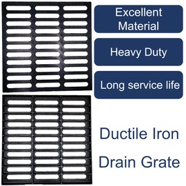 TIANYAMAI Cast Iron Drain Grate, 24x24 Outdoor Drain Cover, B Class Sewer Grate, Durable Heavy Duty Channel Grate, Black Square Drainage Grate for Driveway, Concrete, Yard, Garage (23.6x23.6)