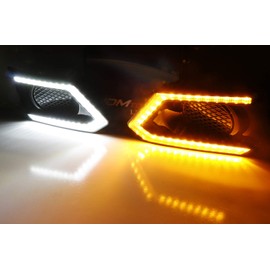 iJDMTOY Switchback LED Daytime Running Light Kit & Yellow Lens Fog Light Combo Compatible With 2019-2022 Nissan Altima, Includes White/Amber LED DRL, Pair Halogen Fog Lights, Bezels & Wiring, Switch