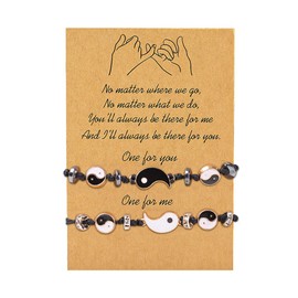 Best Friend Yin Yang Matching Bracelets for Couple Black White Beaded long distance relationship Bracelet Ying Yang Bracelet