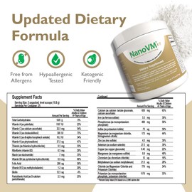 NanoVM t/f, Dietary Supplement for Tube Feeding, Allergen-Free Kids Multivitamin, Unflavored Vitamin Powder with 14 Vitamins & 13 Minerals, Low-Carb Kids Vitamins, 275g - Solace Nutrition
