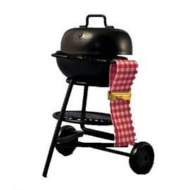 Melody Jane Dollhouse Round BBQ Grill Dark Grey Grill Miniature 1:12 Garden Furniture