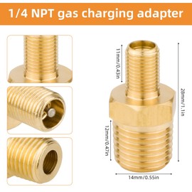 Gosknor 4pcs Brass Air Inflator Adapter, Standard 1/4 NPT (M) to Standard Valve for Schrader (M) Tire Inflator Adapter with 4 Caps for Air Hose Compressor